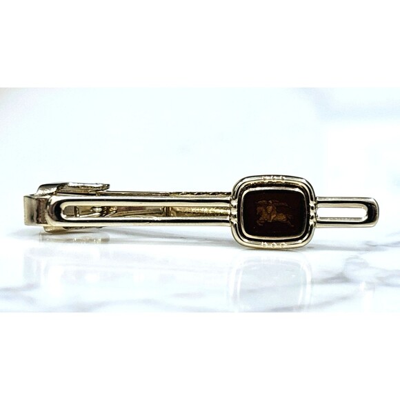 Burberrys Vintage Gold Tone Tie Clip Equestrian Knight Logo - Picture 2 of 13